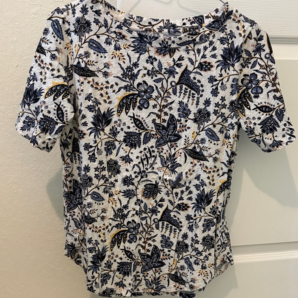 LOFT Blue and White Floral Blouse